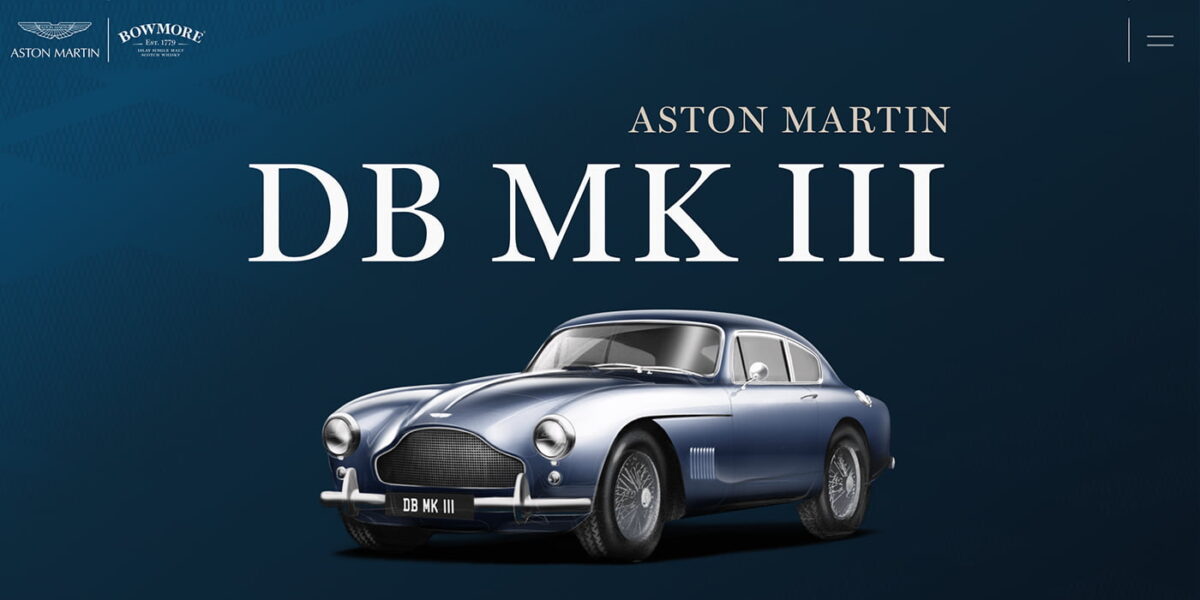 Bowmore x Aston Martin partnership campaign design by S+Co